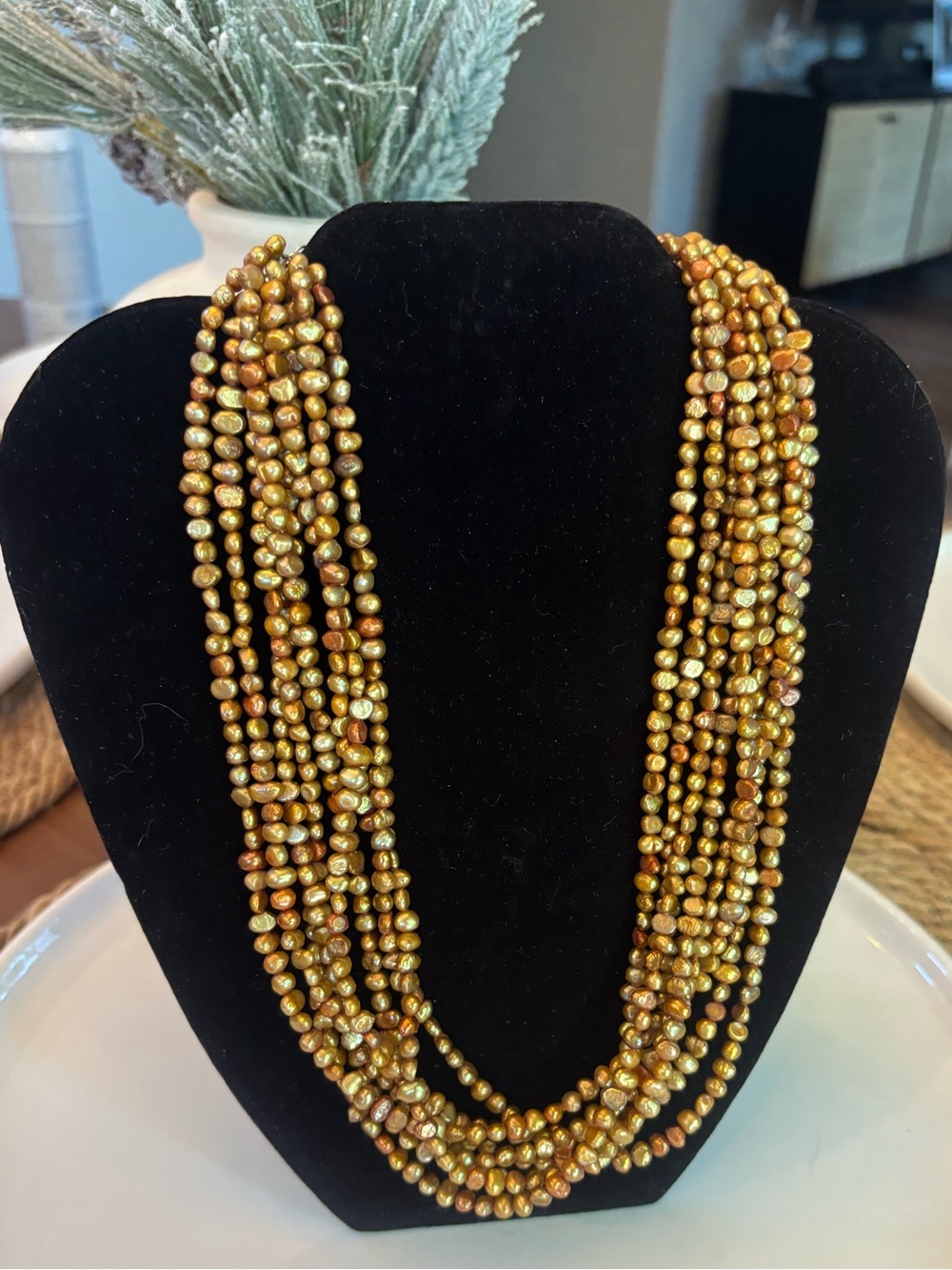 Silpada N1366 Copper Freshwater Pearl Multi Strand Necklace 19" Sterling Clasp